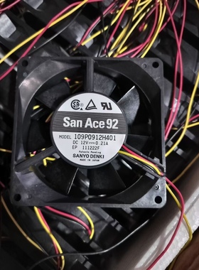 全新原装进口三洋SanAce92 109P0912H401 12V 0.21A 9025散热风扇