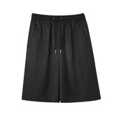 黑色提花抗皱直筒休闲短裤 星服王嘉尔同款 夏款 简约休闲百搭潮五分