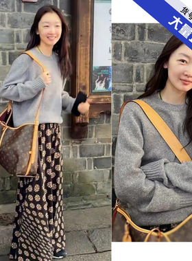 明星同款小个子软糯慵懒风灰色针织衫毛衣女款2024春新款