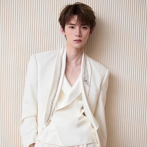 周翊然同款镶钻青果领男士西装