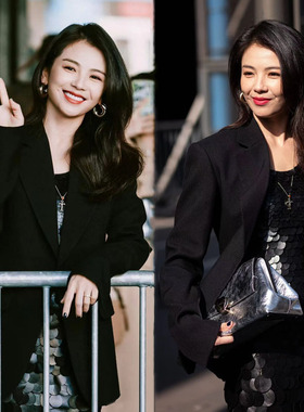 欧购黑色西装外套女刘涛同款西服女宽松休闲显瘦上衣春秋小西装女