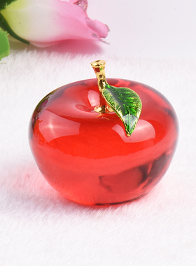 水晶红苹果车载摆件平安礼物