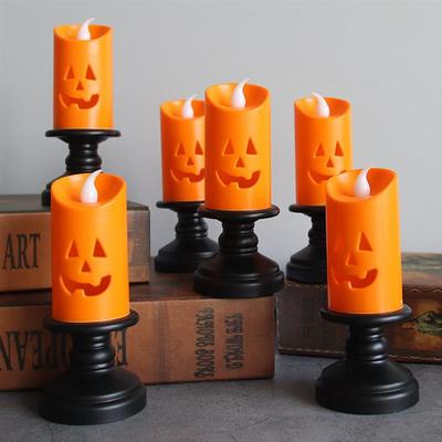 Halloween Lights LED Candle Pumpkin Candlestick Lamp Scery