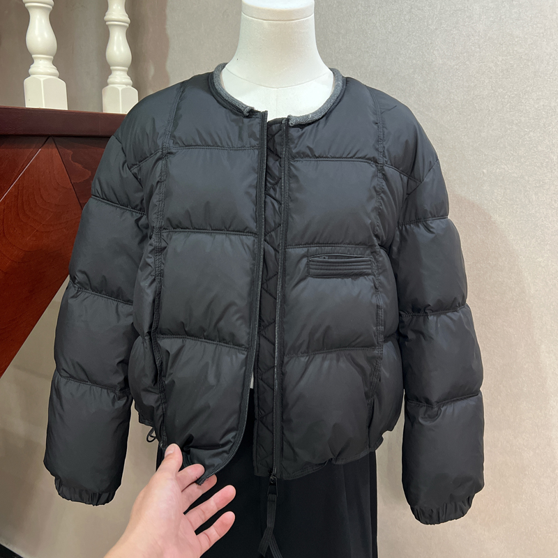 四季青妈妈装黑色圆领小棉袄女