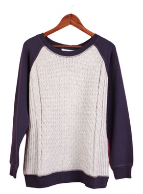 【徐08】104SYMM040不剪标女春秋拼接孕妇大码休闲针织宽松卫衣