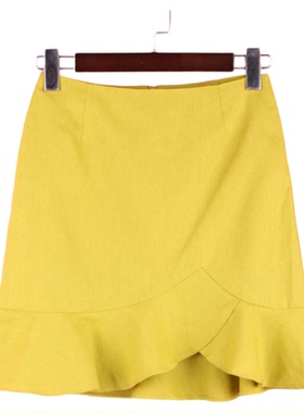 [徐]包邮秒杀！48HC157女夏季修身百搭包臀凉爽棉麻半裙短裙