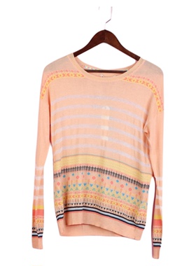 【徐08】坚系列80JCWD054女春秋条纹少女长袖打底针织衫显瘦上衣