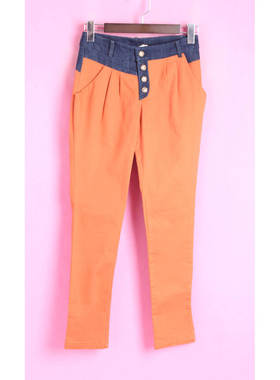 【徐08】特系列TEDY148439库存春秋女装拼接中腰拼接长裤