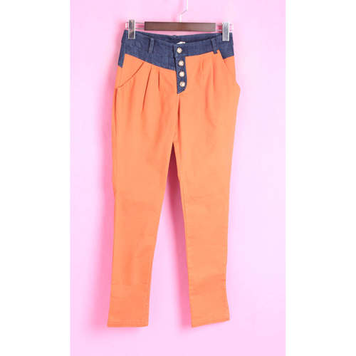 【徐08】特系列TEDY148439库存春秋女装拼接中腰拼接长裤