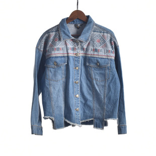 包邮 348425 杭派上新库存女式 春秋季 翻领牛仔短外套上衣 长袖 徐