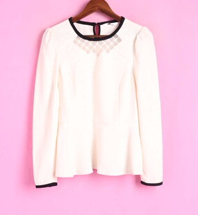 雪纺衫 女套头圆领长袖 R系列142065库存清仓春秋季 上衣 徐08