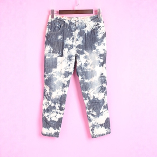 女蓝花印花中腰七分牛仔裤 拓系列TG148457库存夏季 徐08