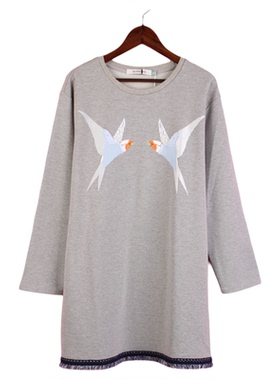 【徐08】104SYMM101剪标上新女式春秋季圆领长袖肥大孕妇装连衣裙