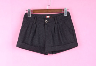 灰色低腰宽松百搭毛呢短裤 83YH393剪女秋冬休闲裤 子 徐