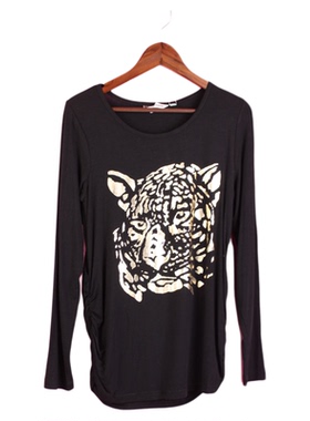 【徐08】104SYMM133剪标女春秋圆领孕妇装休闲打底T恤豹头上衣