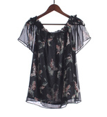 雪纺衫 朵系列166DY199品牌折扣清仓夏女碎花印花短袖 上衣 徐07