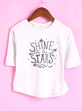 【徐08】W系列WK128888上新女童装T恤套头圆领中袖灰色T恤