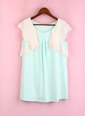 【徐08】100SYMM214上新剪标女式夏套头圆领拼接孕妇妈咪休闲上衣