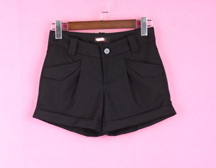 秋冬季 83YH342女装 休闲裤 黑色低腰修身 子 百搭短裤 徐