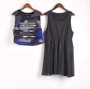 女式 塔系列TJ128299上新春秋季 连衣裙毛呢背心两件套 徐08