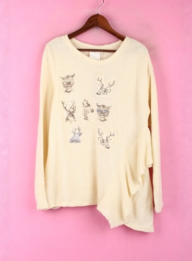 [徐]包邮杭派306000上新女式春秋季长袖不对称针织衫上衣