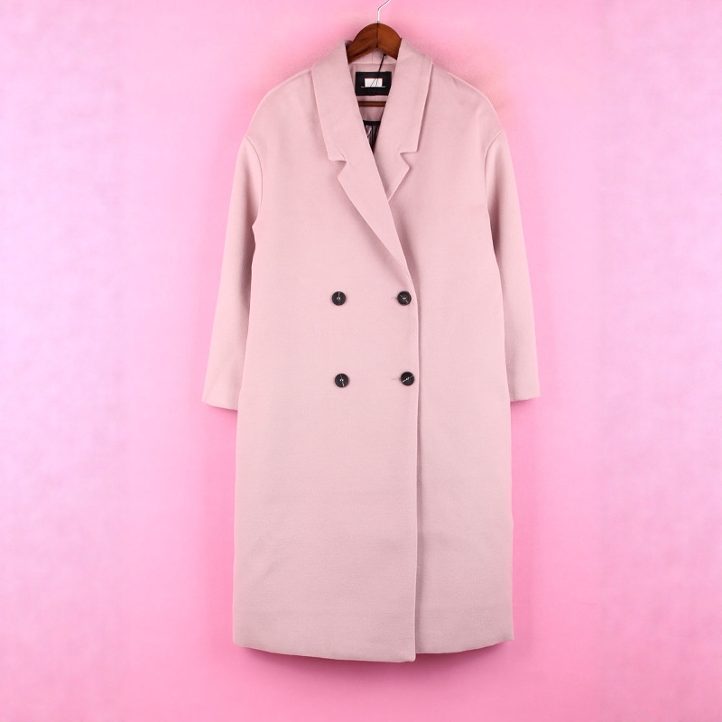 【徐10】21DMN626女秋冬季长袖双排扣中长大衣通勤外套