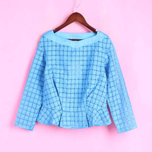 一字肩荷叶边长袖 T系列146TT063清仓女春秋蕾丝衫 雪纺衫 徐08