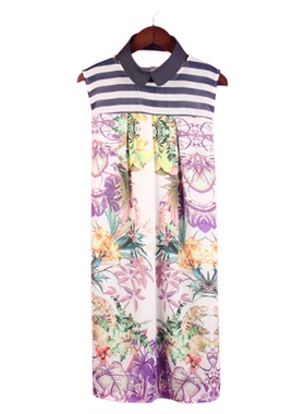 【徐08】100SYMM014库存剪标上新女夏圆领无袖拼接孕妇宽松连衣裙