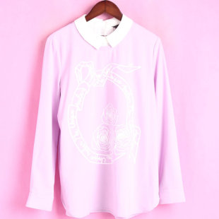 紫色女式 套头翻领长袖 Q系列QUA148314春夏季 衬衫 徐08