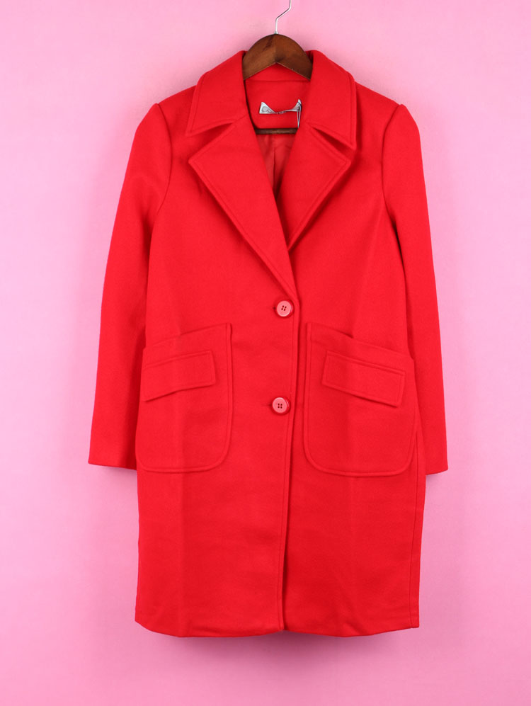 【徐10】[万]97HPFS906上新库存女装秋冬季翻领长袖中长红色外套