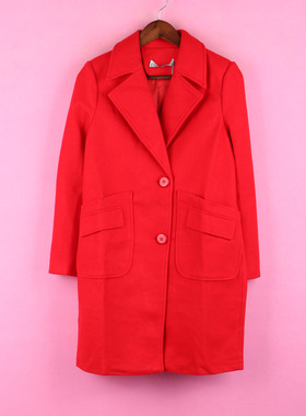 【徐10】[万]97HPFS906上新库存女装秋冬季翻领长袖中长红色外套