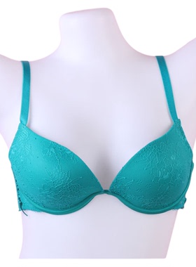 【徐10】50AL928库存纯色花侧收聚拢舒适亮色女绿色文胸内衣特惠