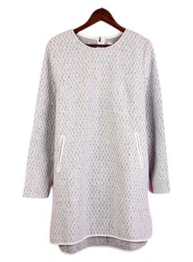 【徐08】104SYMM049库存剪标女式春秋季长袖麻灰孕妇装薄绒连衣裙