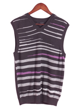 【徐08】[万] 148041男士春秋季套头V领无袖黑色针织衫背心上衣