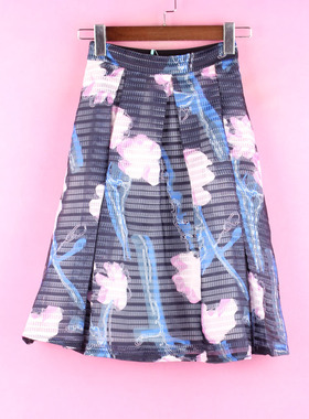 [徐]包邮【万】300206上新库存女春秋休闲半身裙宽松印花中长裙子