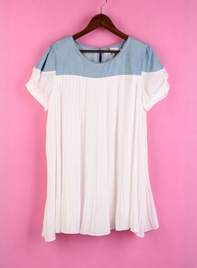 【徐08】104SYMM028库存剪标女夏短袖聚酯纤维宽松孕妇上衣雪纺衫