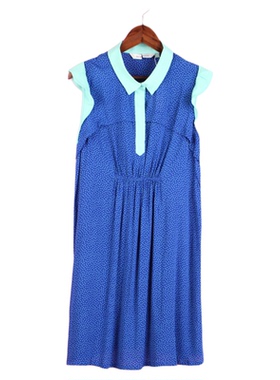 【徐08】104SYMM116库存剪标上新女夏翻领短袖宽松孕妇波点连衣裙