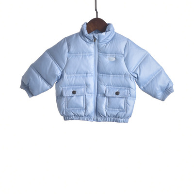 【徐】139442英系列YS库存上新春秋男女童装浅蓝色薄羽绒服短外套