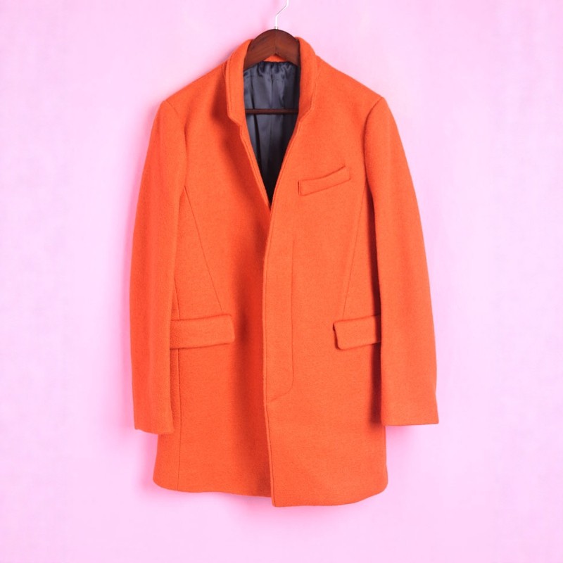 【徐12】米系列136MCT096秋冬V领长袖纯色大衣中长外套