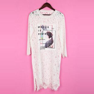 【徐】包邮三系列69SC182-1女夏秋中长袖镂空单件蕾丝衫上衣