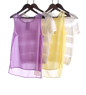 徐08 无袖 万 针织衫 雪纺背心两件套 威系列162WSM441夏女短袖