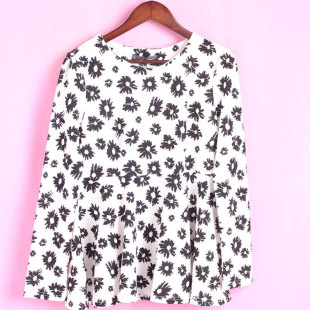 徐08 百搭印花上衣女式 万 套头圆领长袖 衬衫 148908春秋季