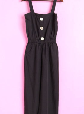 [徐]包邮香蕉系列124XJBB163女夏显瘦黑色修身气质背心连体裤