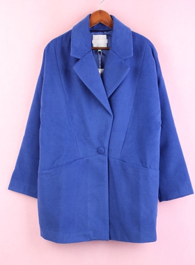 【徐08】100SYMM484女式春秋季翻领长袖宝蓝孕妇妈咪大衣外套