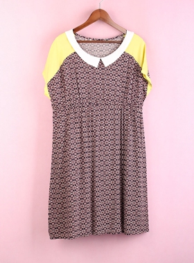 【徐08】100SYMM486上新库存剪标女夏圆领短袖拼接孕妇妈咪连衣裙