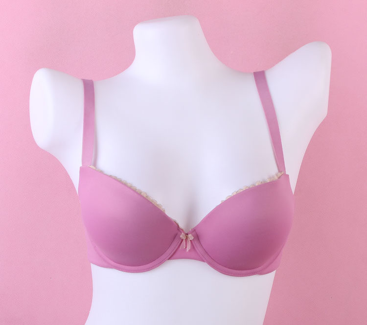 艾系列50al929女库存纯色花边蝴蝶结v型聚拢少女风内衣文胸