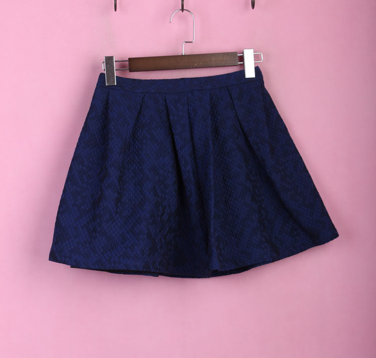 洛系列65lkk331女品牌折扣春秋宽松休闲百搭蓝色印花短裙