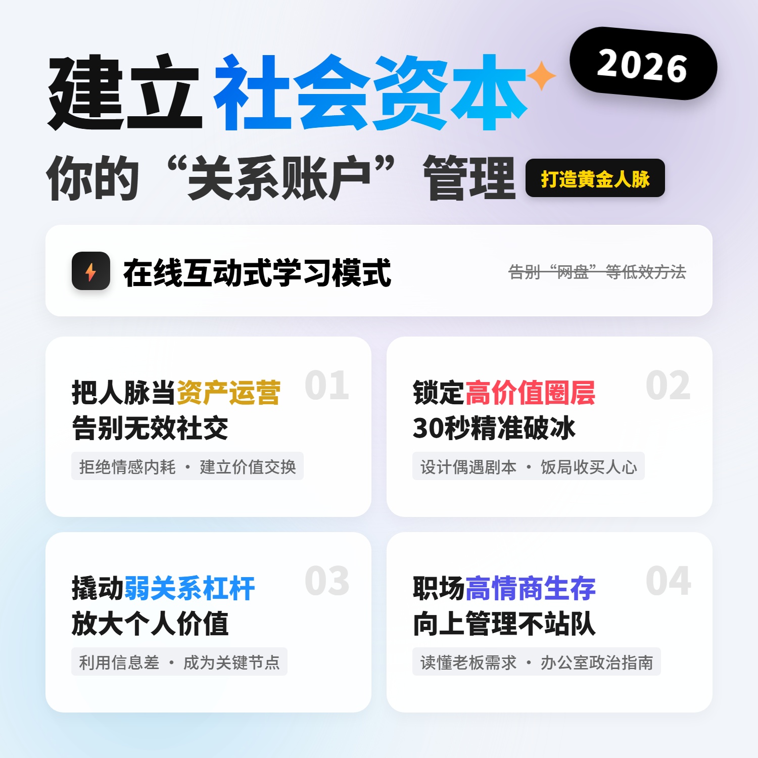 建立社会资本人脉关系管理职场沟通向上管理商业思维认知提升