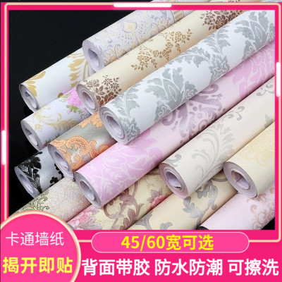 墙纸自粘背景墙网红欧式大马革士防水防潮壁纸自贴客厅卧室大面积