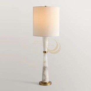 美式简约天然云石布罩台灯法式轻奢样板间别墅客厅书房卧室床头灯